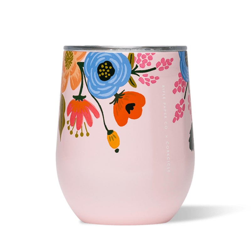 Corkcicle Stemless Insulated Wine Glass Tumbler - Keeps Beverages Cold 6 Hrs Hot 3 Hrs - Stainless Steel - Easy-Grip - Gift for Mom - Great for Mother's Day or Christmas - 12 oz - Blush Lively Floral - Image 1